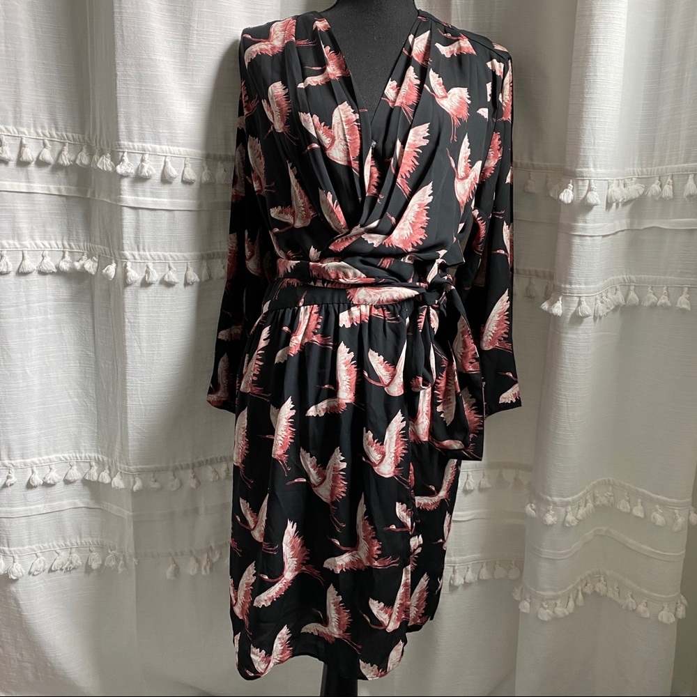 NWT Mango flamingo print wrap dress